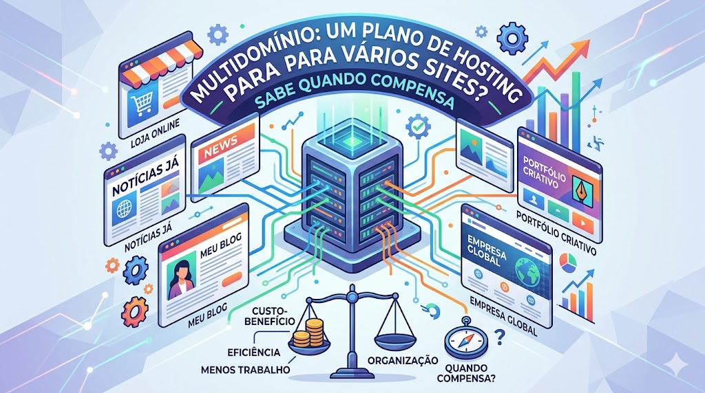 Painel de controlo de hosting que permite a gestão de múltiplos websites e domínios a partir de uma única interface.